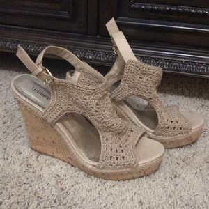 Nude Audrey Brooke wedges in excellent condition!